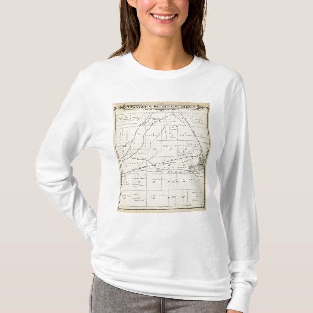 T-shirt Mapa da seção de T18S R23E Tulare County (Frente)