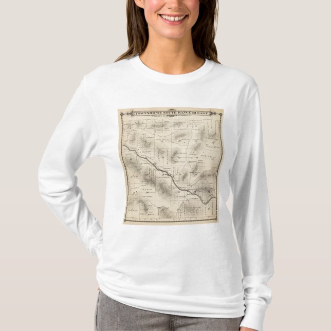 T-shirt Mapa da seção de T24S R28E Tulare County (Frente)