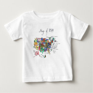 T-shirt Mapa das atrações dos Estados Unidos da América