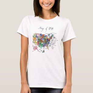 T-shirt Mapa das atrações dos Estados Unidos da América