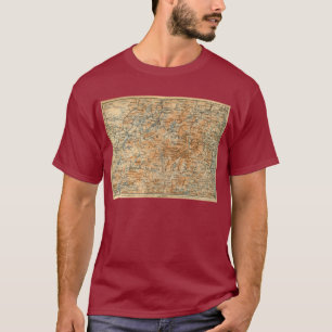 T-shirt Mapa de 1909 Adirondacks do guia do viagem do