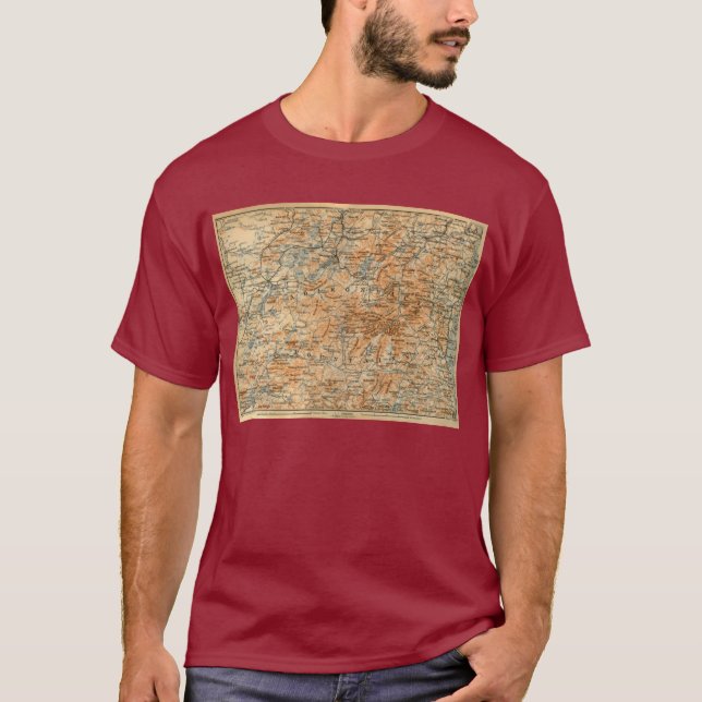 T-shirt Mapa de 1909 Adirondacks do guia do viagem do (Frente)