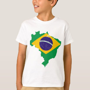 T-shirt mapa de bandeira do brasil