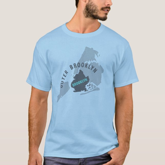 T-shirt Mapa de Brooklyn - azul/cinza (Frente)