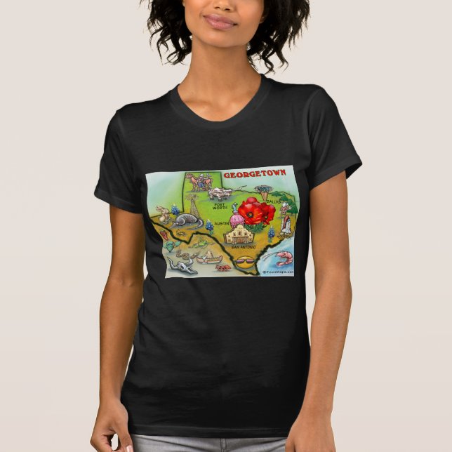 T-shirt Mapa de Cartões de Georgetown Texas (Frente)