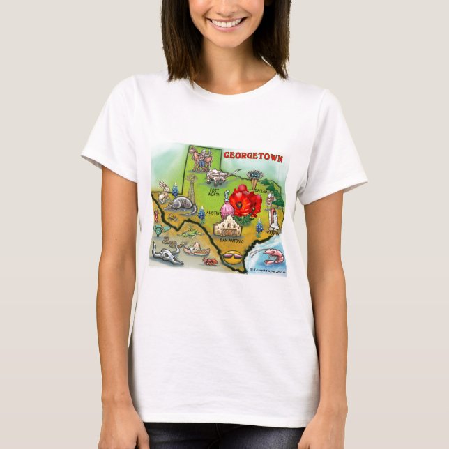 T-shirt Mapa de Cartões de Georgetown Texas (Frente)
