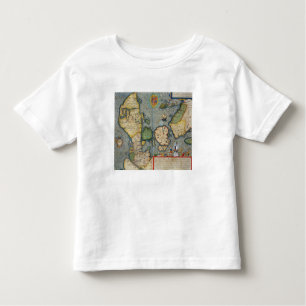 T-shirt Mapa de Europa do Norte, 'de Civitates Orbis Terr