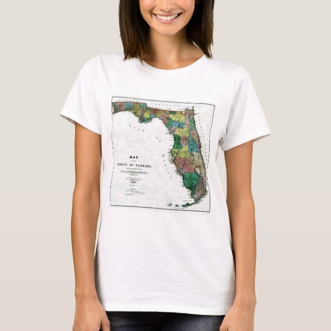 T-shirt Mapa de Florida e bandeira do estado (Frente)