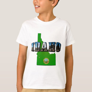 T-shirt Mapa de Idaho, Selo e Texto de Imagem