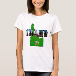 T-shirt Mapa de Idaho, Selo e Texto de Imagem