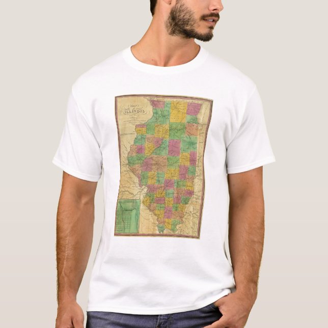 T-shirt Mapa de Illinois (Frente)