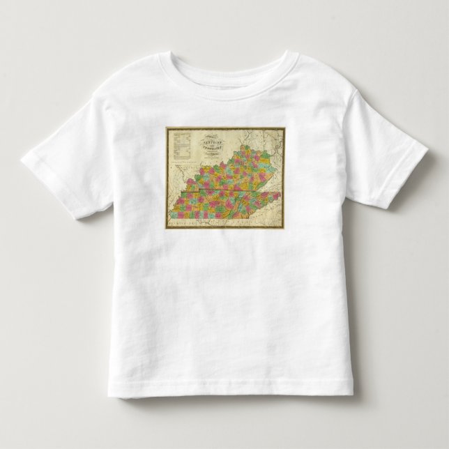 T-shirt Mapa de Kentucky e de Tennessee (Frente)