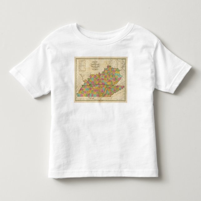 T-shirt Mapa de Kentucky e de Tennessee (Frente)