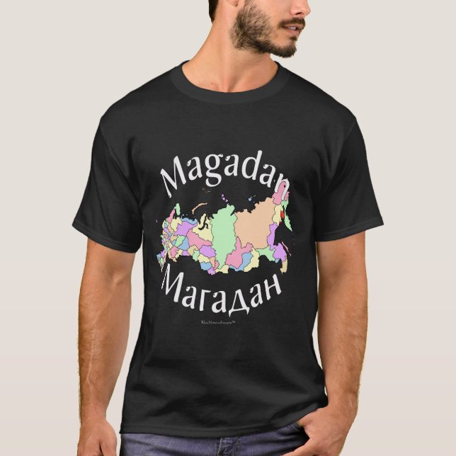 T-shirt Mapa de Magadan Rússia (Frente)
