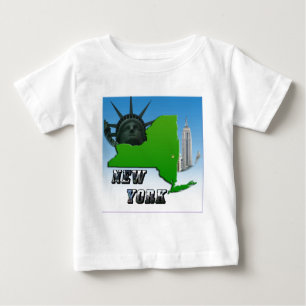 T-shirt Mapa de Nova Iorque, Estátua da Liberdade, Monumen