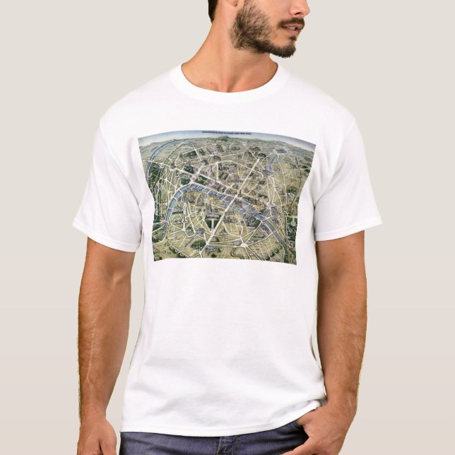 T-shirt Mapa de Paris durante 'os Grands Travaux (Frente)