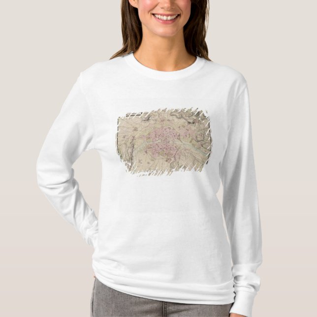 T-shirt Mapa de Paris e do seu cerco (Frente)
