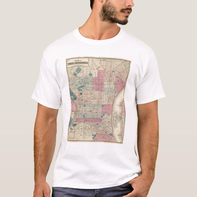 T-shirt Mapa de Philadelphfia, Pensilvânia (Frente)