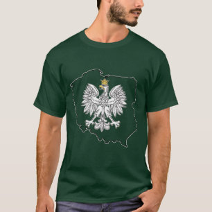 T-shirt Mapa de Polônia com Águia