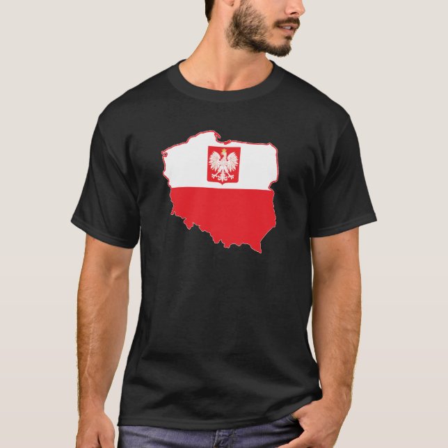 T-shirt Mapa De Polônia Em Cores Poloneses (Frente)