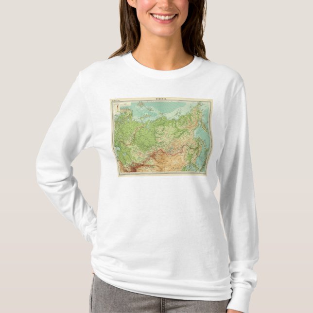 T-shirt Mapa de Sibéria com rotas de transporte (Frente)