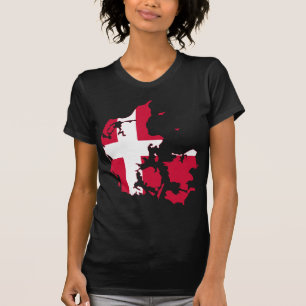 T-shirt Mapa de Sinalizador da Dinamarca DK