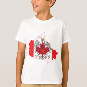 T-shirt Mapa de Sinalizador do Polônia Canadá
