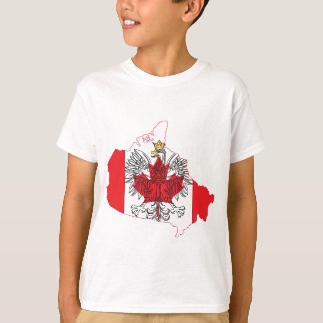 T-shirt Mapa de Sinalizador do Polônia Canadá (Frente)