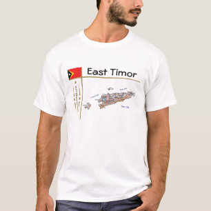 T-shirt Mapa de Timor Leste + Sinalizador + Título T-Shir
