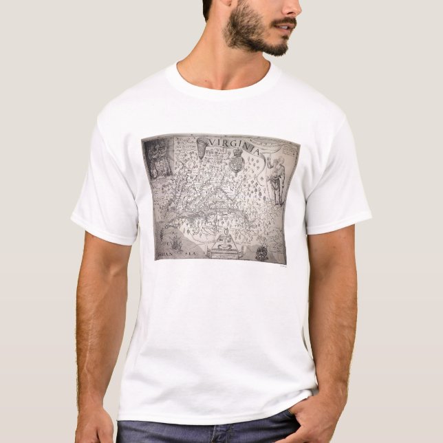 T-shirt Mapa de Virgínia, 1612 (Frente)