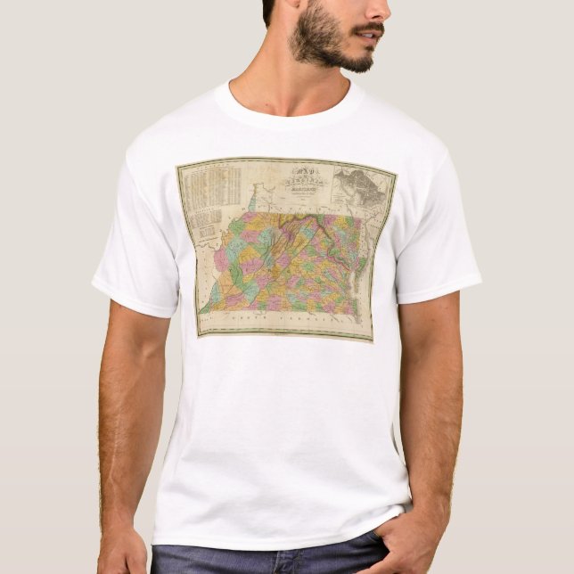 T-shirt Mapa de Virgínia e de Maryland (Frente)