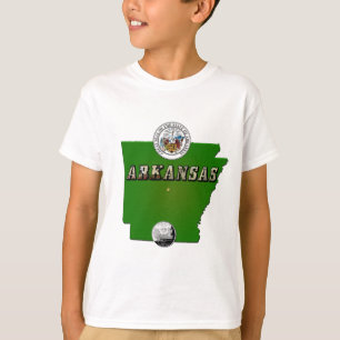 T-shirt Mapa do Arkansas, Selo e Serviço Estatal Faux Quar