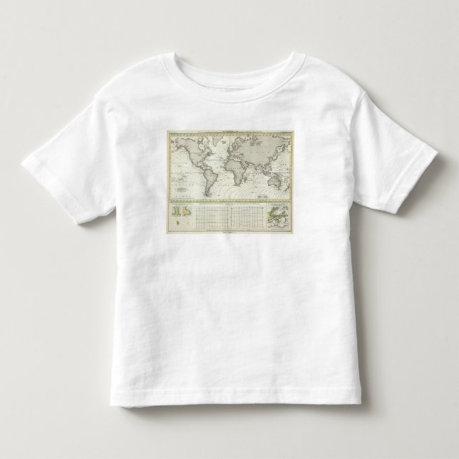 T-shirt mapa do atlas da Maré-onda (Frente)