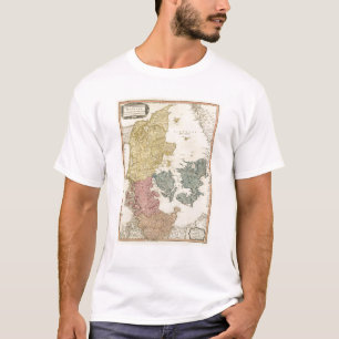 T-shirt Mapa do atlas de Dinamarca