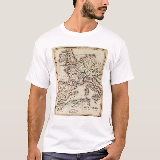 T-shirt Mapa do atlas de Europa (Frente)