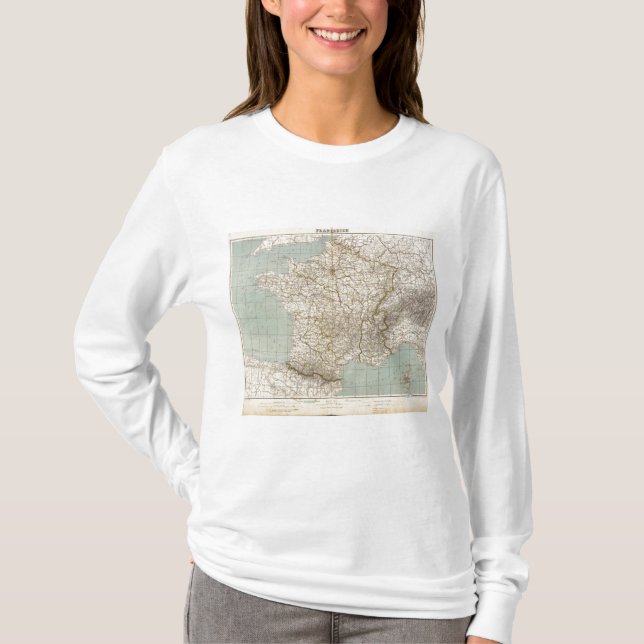 T-shirt Mapa do atlas de France (Frente)