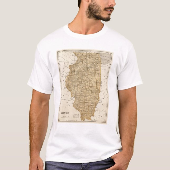 T-shirt Mapa do atlas de Illinois (Frente)