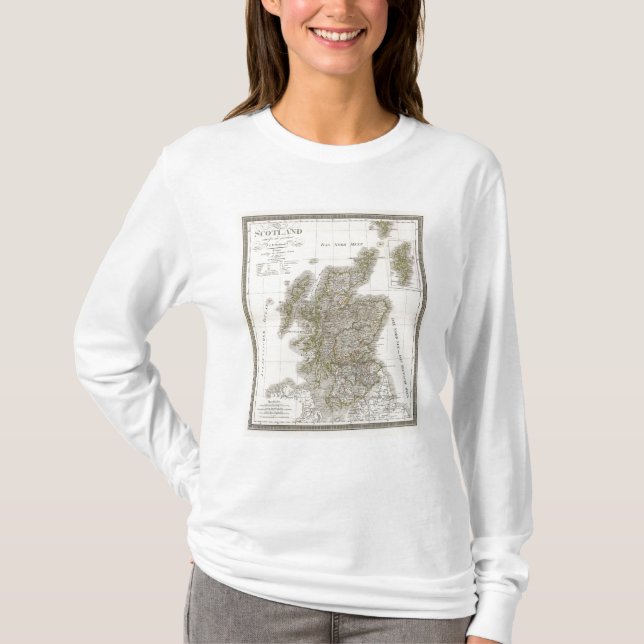 T-shirt Mapa do atlas de Scotland (Frente)