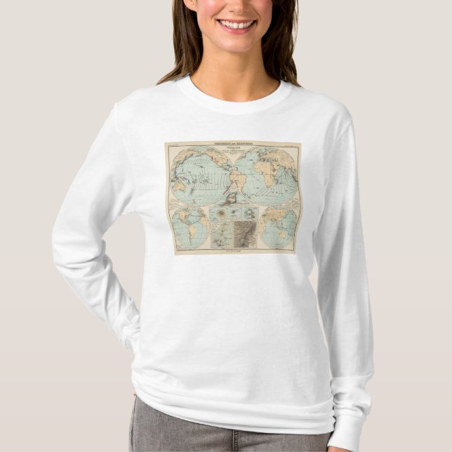 T-shirt Mapa do atlas do DES Erdinnern de Thatigkeit (Frente)