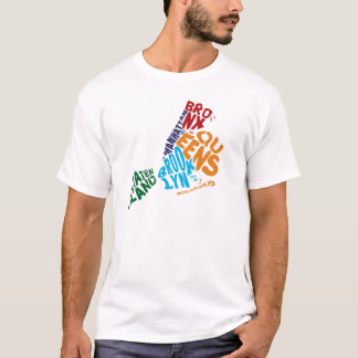 T-shirt Mapa do Calligram de Boroughs Nova Iorque 5