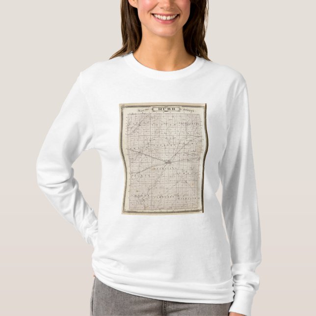 T-shirt Mapa do Condado de Rush (Frente)
