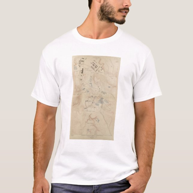 T-shirt Mapa do detalhe de Mammoth Hot Springs (Frente)