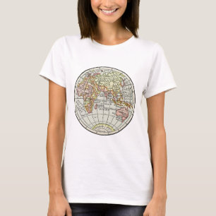 T-shirt Mapa do Hemisfério Oriental Globo Viagem Arte