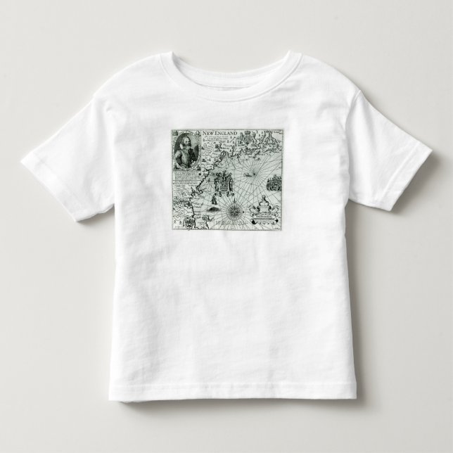 T-shirt Mapa do litoral de Nova Inglaterra (Frente)