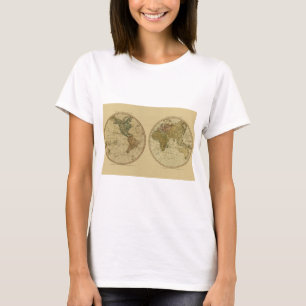 T-shirt Mapa do mundo 1786 da antiguidade por William