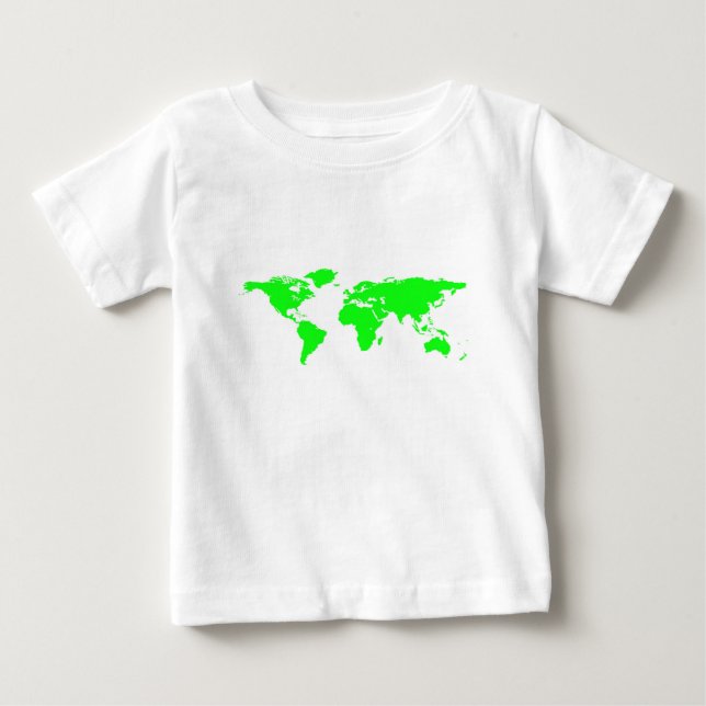 T-shirt Mapa do Mundo Branco Verde (Frente)