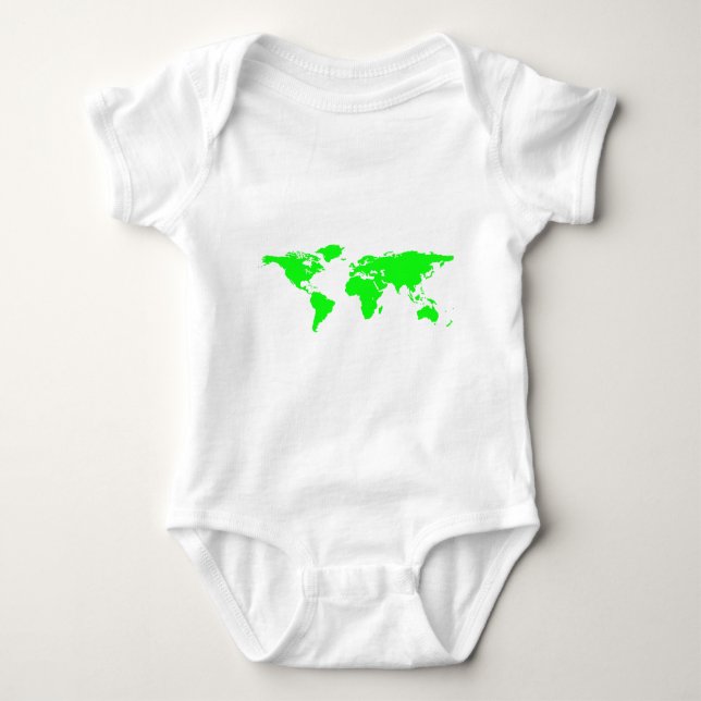 T-shirt Mapa do Mundo Branco Verde (Frente)