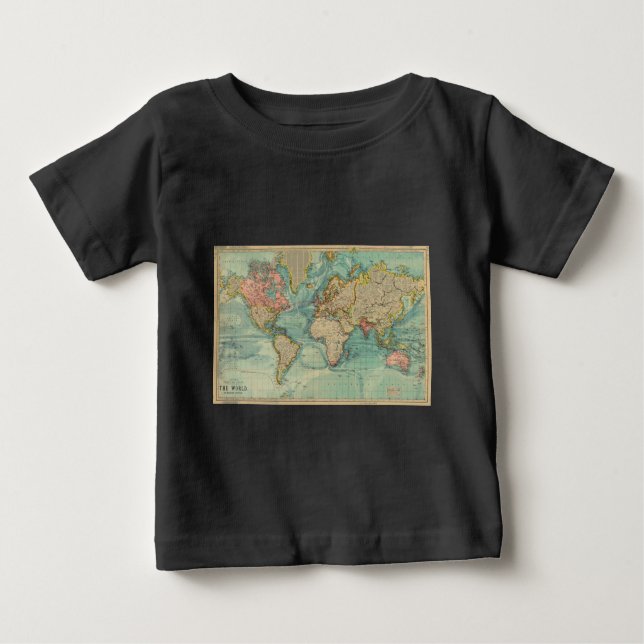 T-shirt Mapa do Mundo Vintage (Frente)
