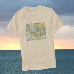 T-shirt Mapa do vintage da ilha Florida de Sanibel Captiva
