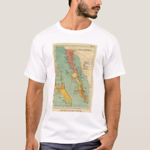 T-shirt Mapa do vintage de Baja California (1899)